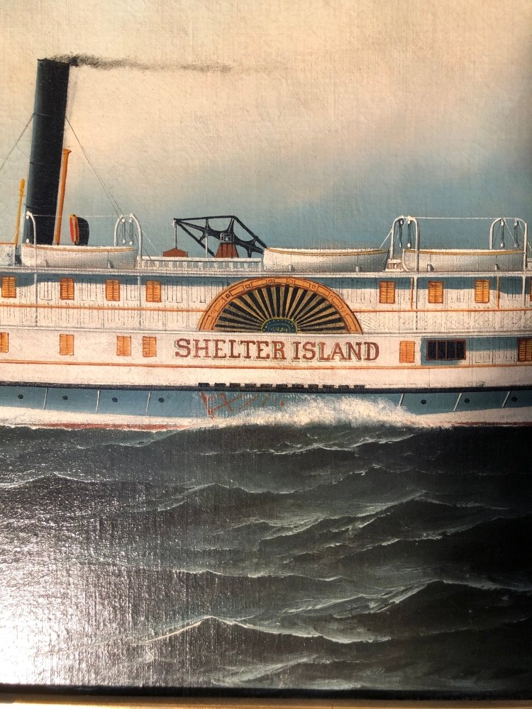 Antonio Jacobsen oil painting, Ship "Shelter Island" - MARITIME ARTS GALLERY